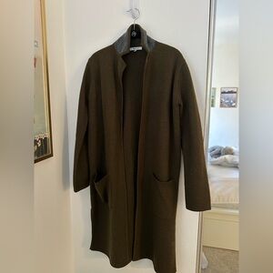 Madewell Olive Green Open-Front Wool Trench Coat